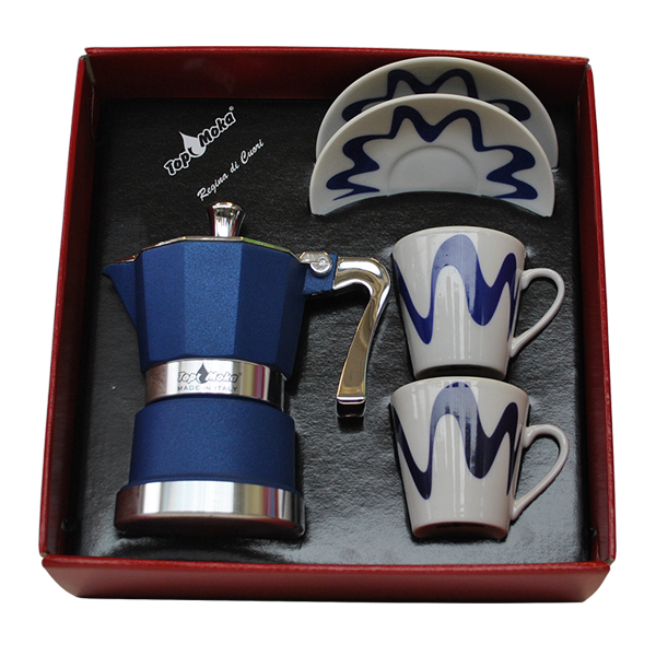 Super Top Moka Kaffeemaschine 2 Tassen blau 