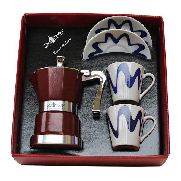 Super Top Moka Kaffeemaschine 2 Tassen bordeaux
