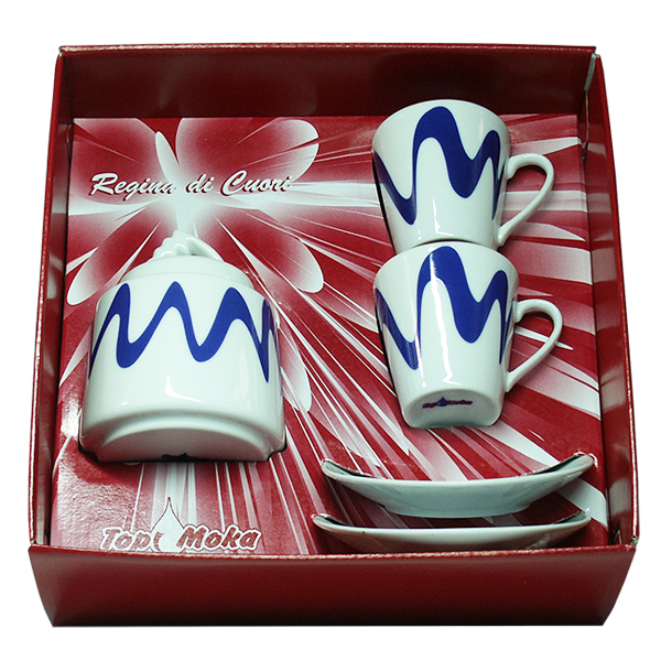 Gift box cups with blue sugar bowl