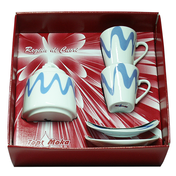 Gift box cups with light blue sugar bowl