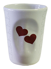 Mug glass hearts bordeaux