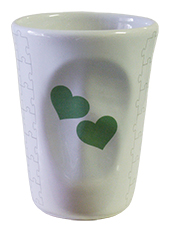 Mug glass hearts green