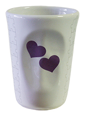 Mug glass hearts lilac
