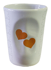 Mug glass hearts orange