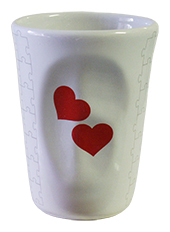 Mug glass hearts red