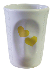 Mug glass hearts yellow