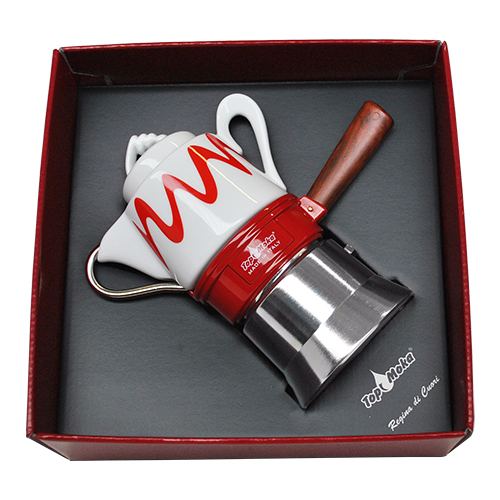Gift Box Coffee Maker Top Moka Goccia red