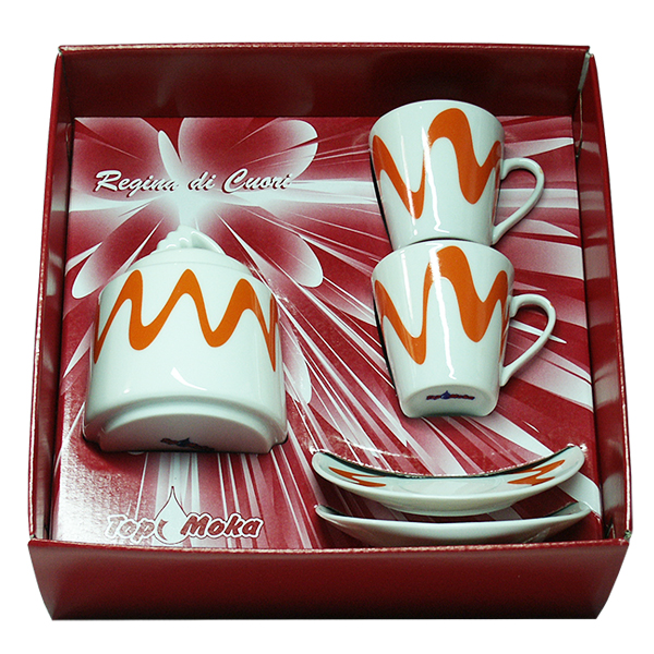 Gift box cups with orange sugar bowl