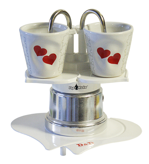 Undermoka 2 hearts white with coffee maker