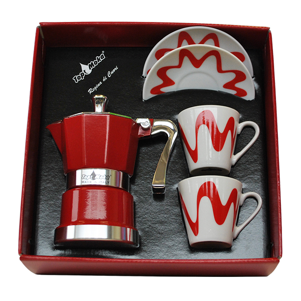 Cafetera Supertop 2 tazas roja en caja regalo