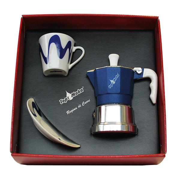 Cafetera Top 1 taza azul en caja regalo