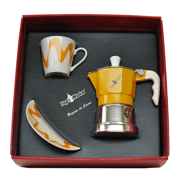Cafetera Top 1 taza amarilla en caja regalo