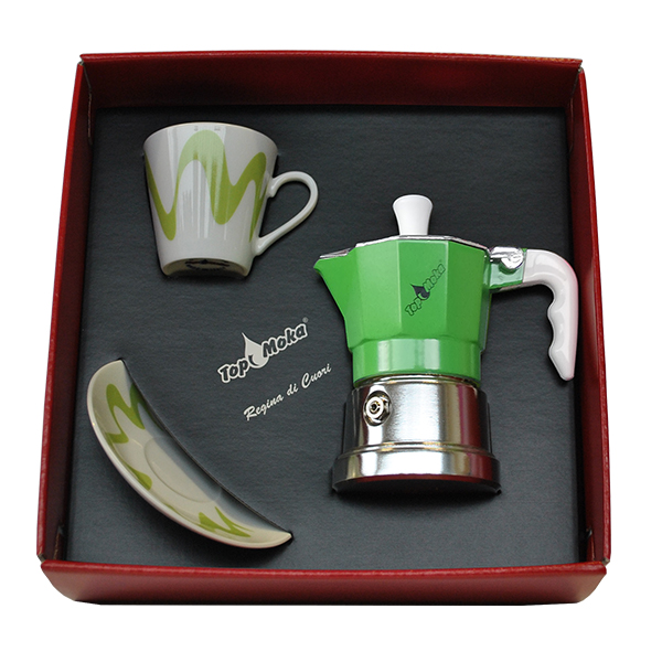 Cafetera Top 1 taza verde en caja regalo