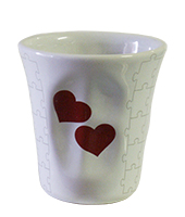 Bicchiere Mug cuori mattone